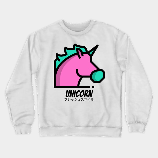 Unicorn Magic Horse Pink Blue Crewneck Sweatshirt by BradleyHeal